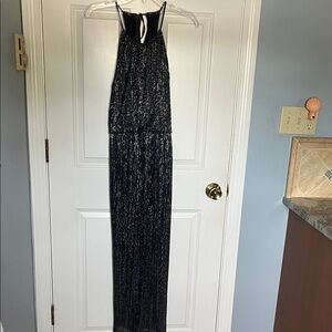 Chic Navy  and Silver Maxi Dress